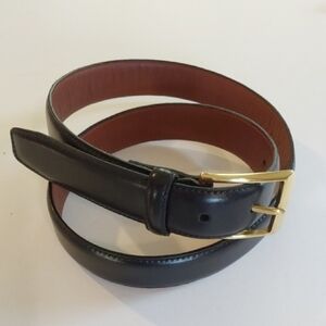 Jos A. Bank Men's Black Leather Dress Belt with Gold Buckle New! Sz.34